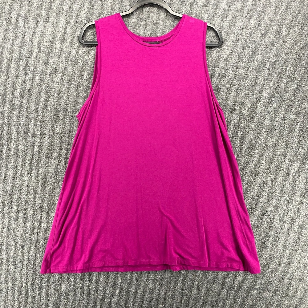 Eileen Fisher Top Large Purple Tunic Crew Neck Sleeveless Layer Casual Lagenlook